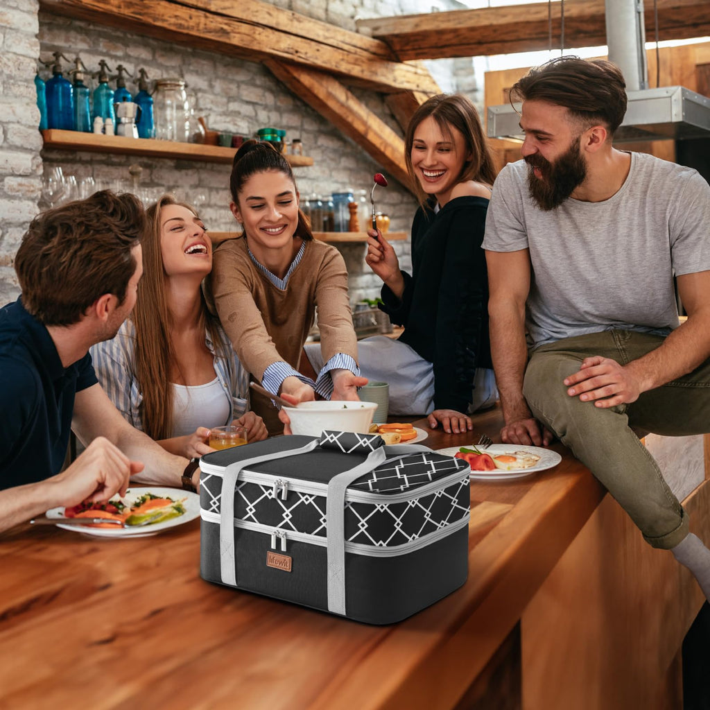 Insulated Double Decker Casserole Carrier, Lasagna Lugger Holder