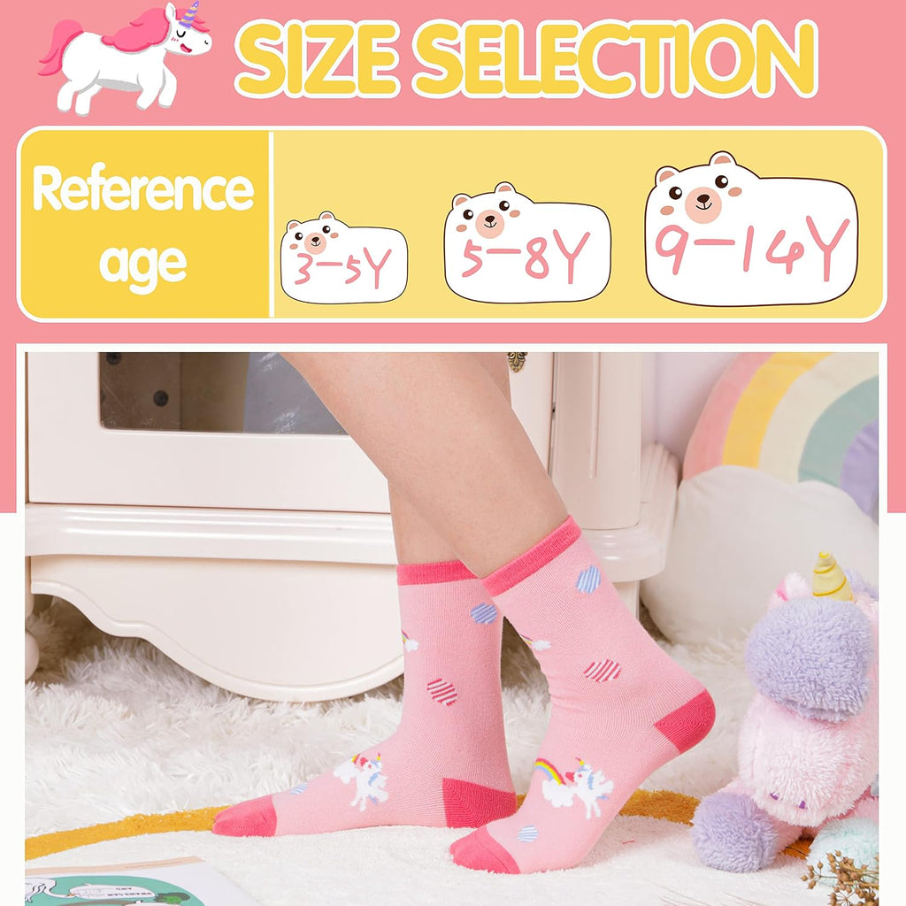 Unicorn Socks Gifts for Girls kids Cute Animal Fun Crew Fashion Funny Novelty Soft Cotton Socks 6 Pairs