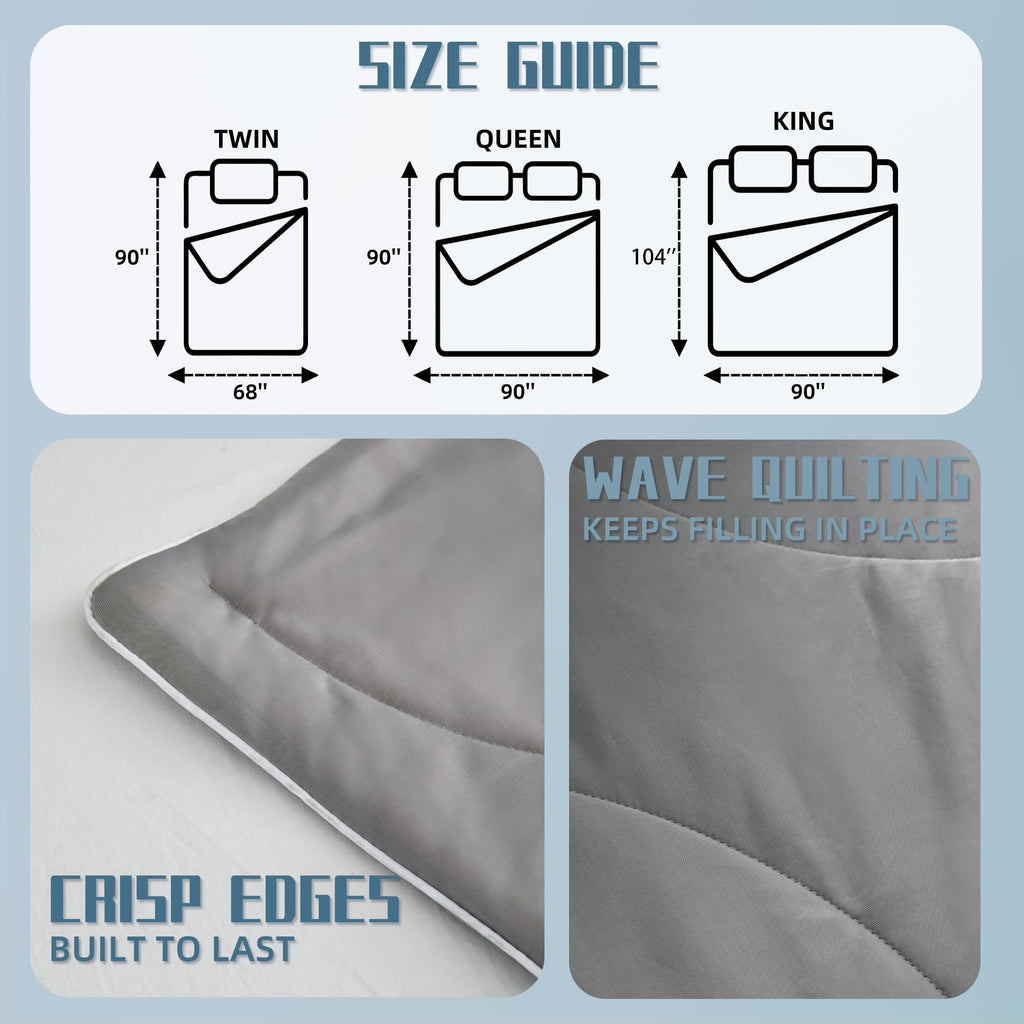 Cooling Comforter Queen Size, Grey Cooling Blanket for Hot Sleeper