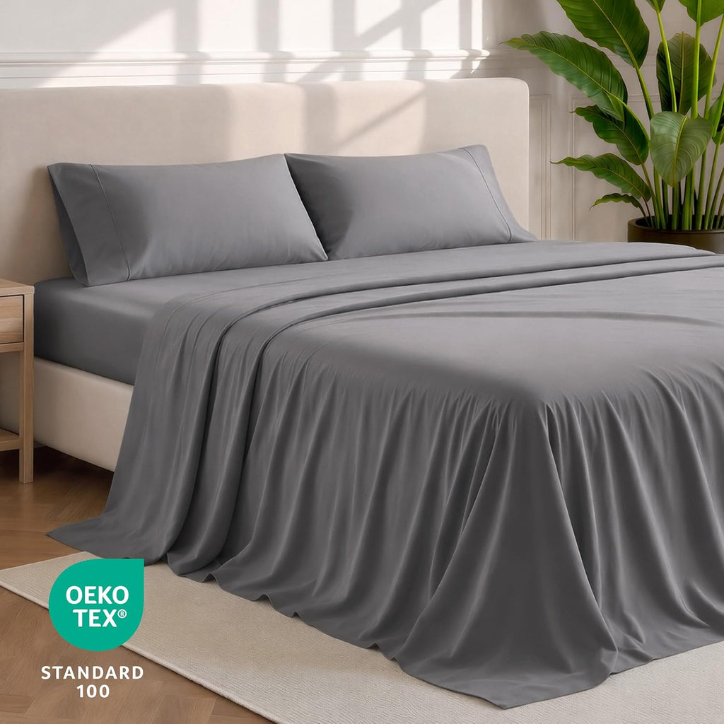 King Sheet Set - 1800 Ultra-Soft Microfiber King Bed Sheets - Double Brushed - Deep Pockets - Easy Fit - 4 Piece Set