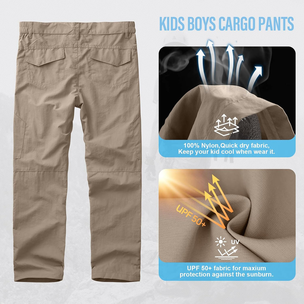 Pants for Boys Scout Kids Hiking Cargo Safari Quick Dry