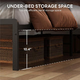 King Bed Frame with Headboard, Dark Wood Camas King with Strong Supports, Sturdy, Noise-Free, No Box Spring Needed