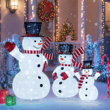 3-Piece Christmas Lighted 3D Snowman Family, 4.1 FT Snowman Set