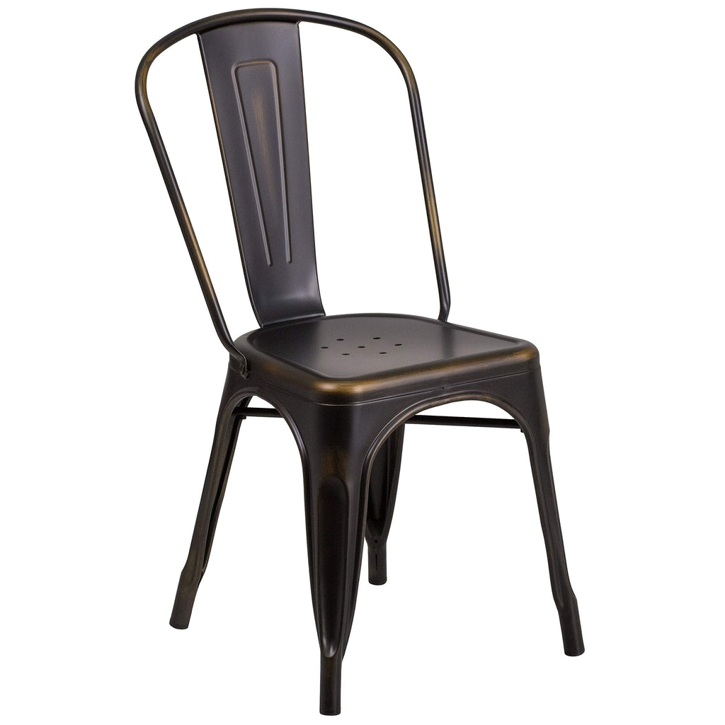 Distressed Copper Metal Indoor/Outdoor Stackable Chair