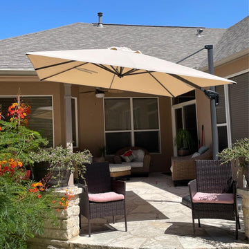 Patio Umbrella with Base Outdoor 10' x 10' 360° Rotation Beige