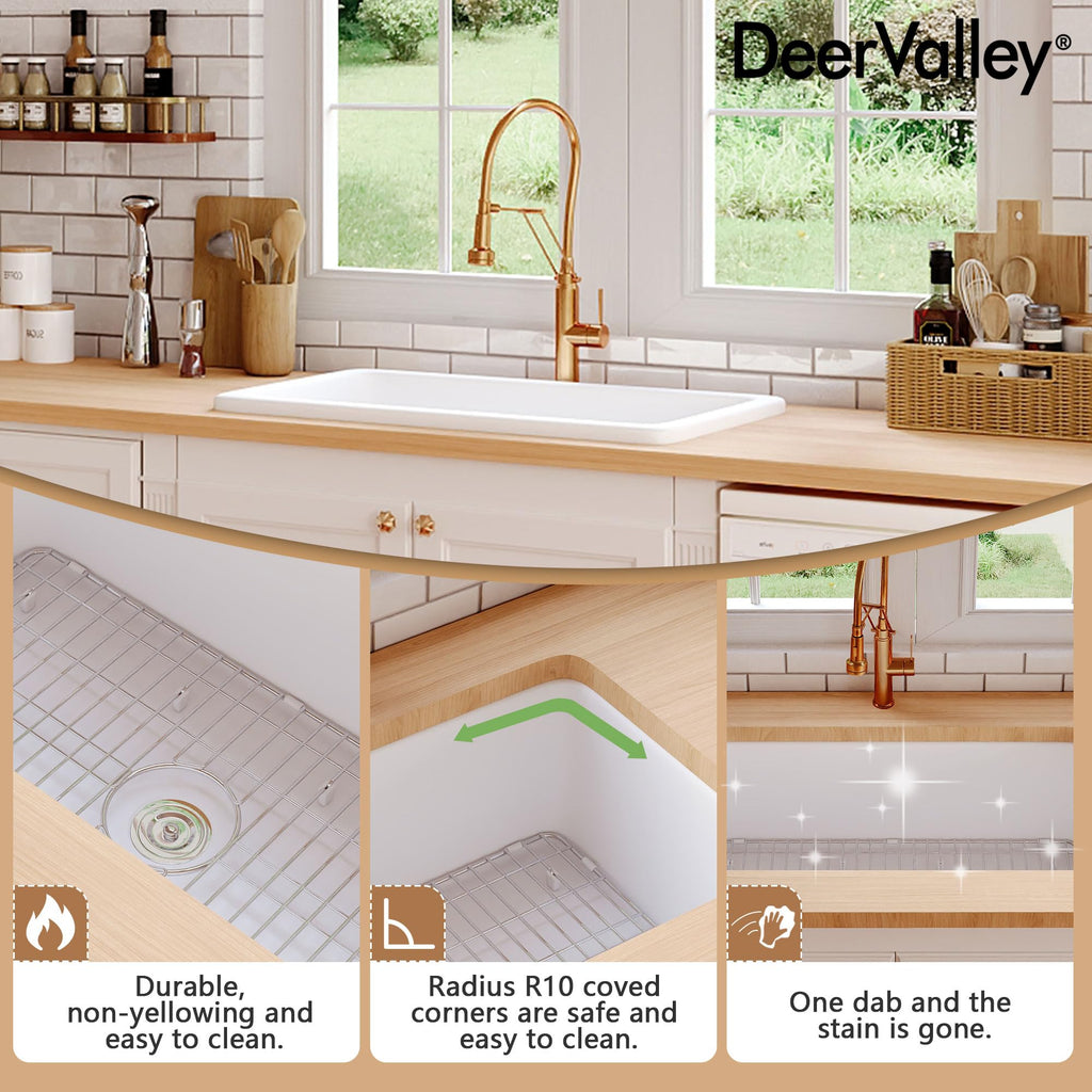 Undermount Kitchen Sink 32 inch White Fireclay Farmhouse Sink