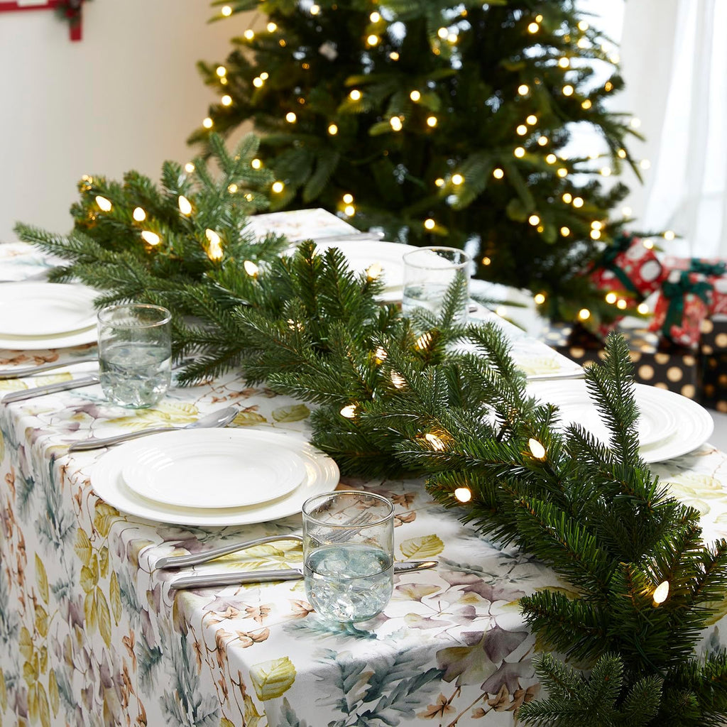 Christmas Garlands with Lights, Set of 2 9ft Pre-Lit Garlands with 50 C4 Strawberry LED Lights and Timer for Mantle