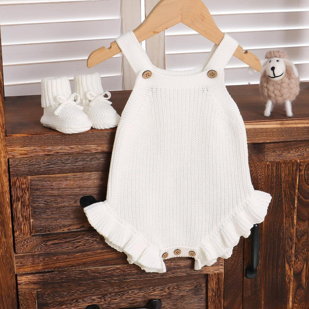 Baby Sweater and Booties Set, Newborn Cotton Sleeveless Romper