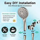 High Pressure Shower Head with Handheld, 9 Spray Settings Showerhead Built in Power Wash to Clean Tub and Pets