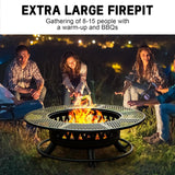 47 Inch Fire Pit with 2 Grills, Outdoor Extra Large Fire Pit for Outside