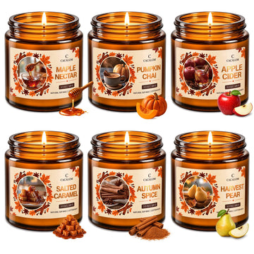 Fall Candles Set, Scented Candles, Gift Ready, 6 x 3.5oz