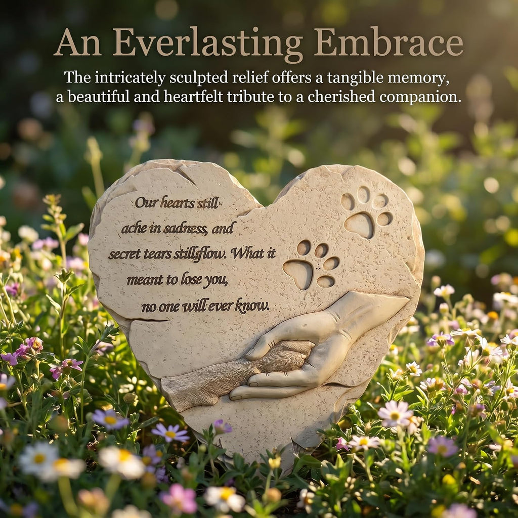 Heart Shaped Pet Dog Memorial Stones Grave Markers, Pet Dog Headstones Memorial Plaques for Garden Backyard Patio or