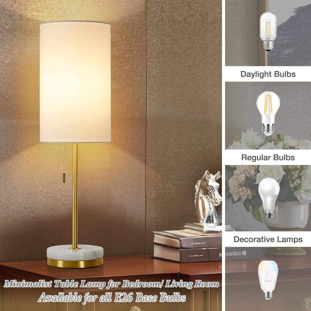 18" Desk Lamp & Table Lamp Set of 2, Bedside Lamps with Marble Base