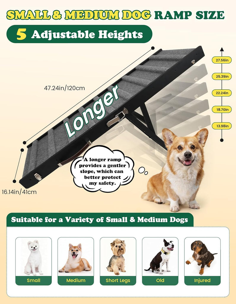 Dog Ramp for Small & Medium Dogs Foldable Pet Ramp for Bed (Black)