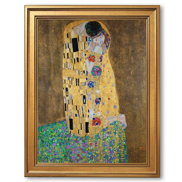 Gold Framed The kiss by Gustav Klimt Poster Romantic Symbolist Wall Art Classic Oil Painting Reproduction Canvas