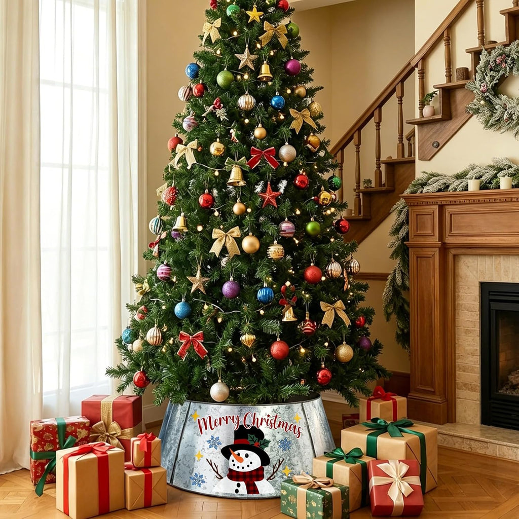 Christmas Tree Collar 29 Inch Diameter Base, Christmas Snowman Decor