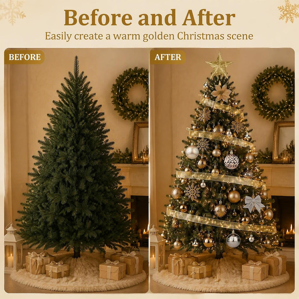 72Pcs Christmas Tree Ornaments Set, Champagne Gold Decoration