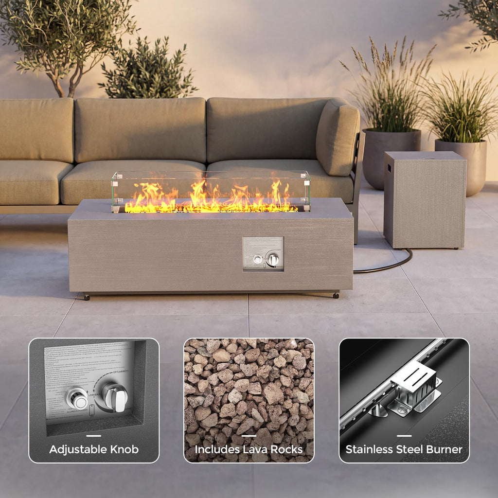 42in Fire Pit Table Propane Gas Fire Pits 50, 000 BTU for Outdoor