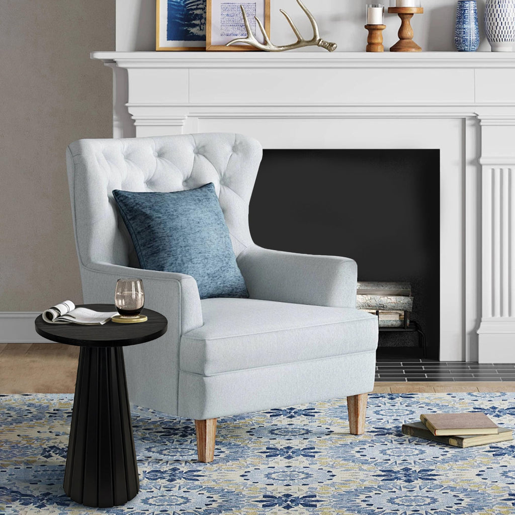 Inspired Saarinen Style Fluted Drum Side Table, Small Round Side Table, Pedestal, Modern Accent Drink Table, Plant Stand, Small Spaces