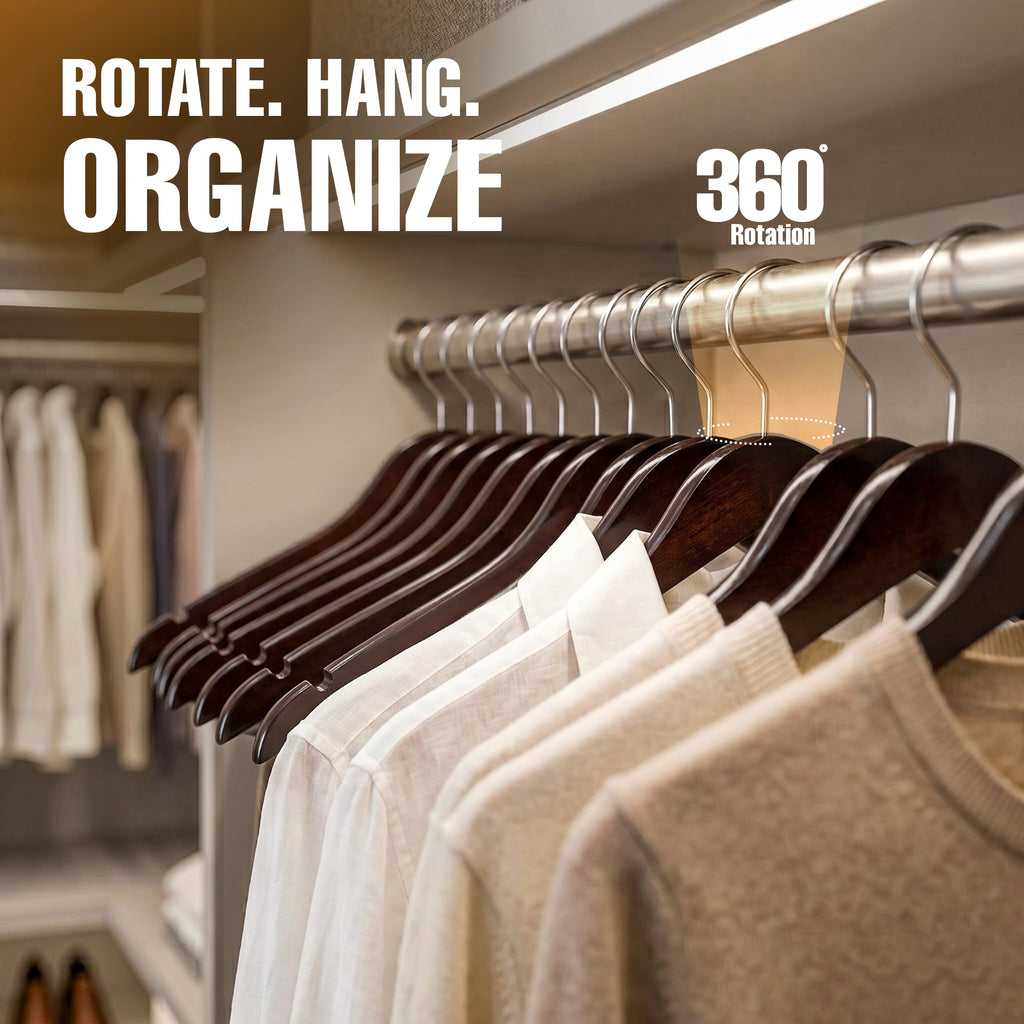 Wooden Hangers 30 Pack - Slim Suit Hangers Brown
