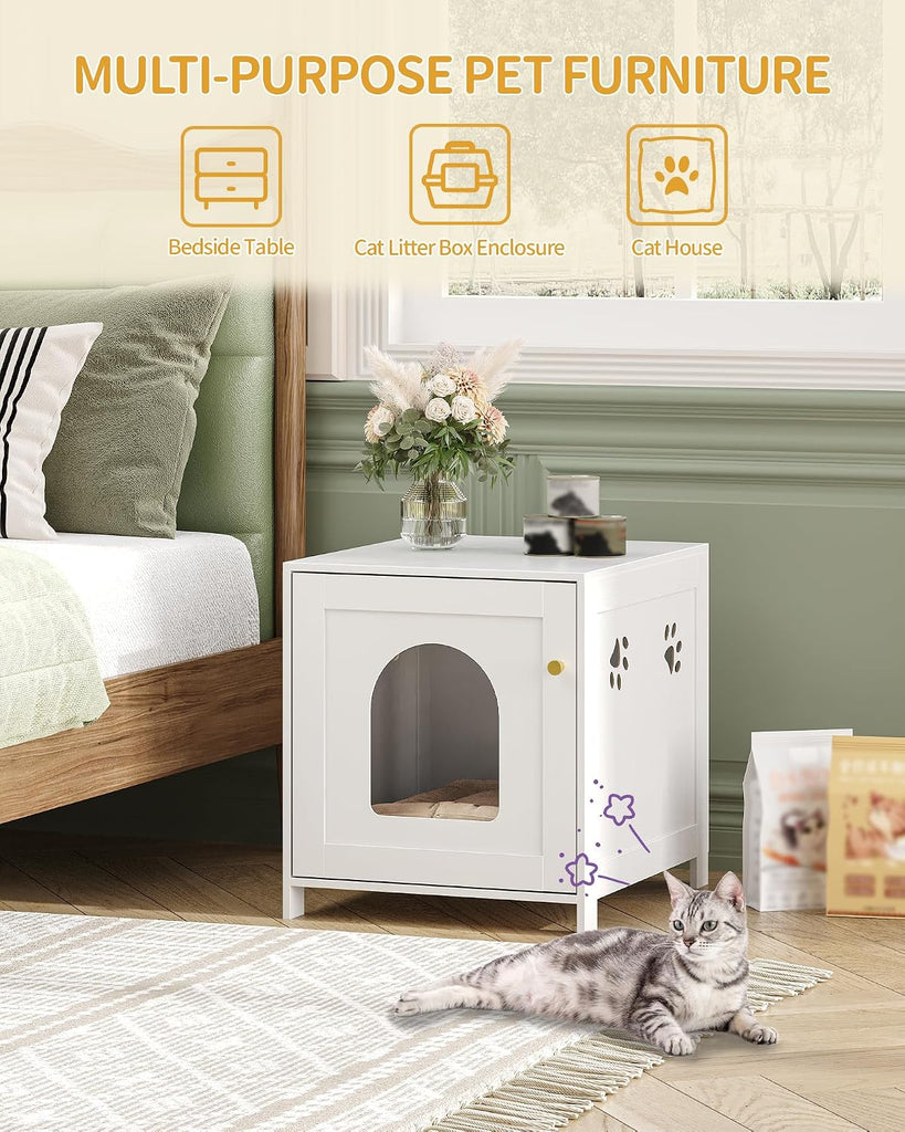 Cat Litter Box Enclosure, 21 inches Hidden Litter Box Furniture