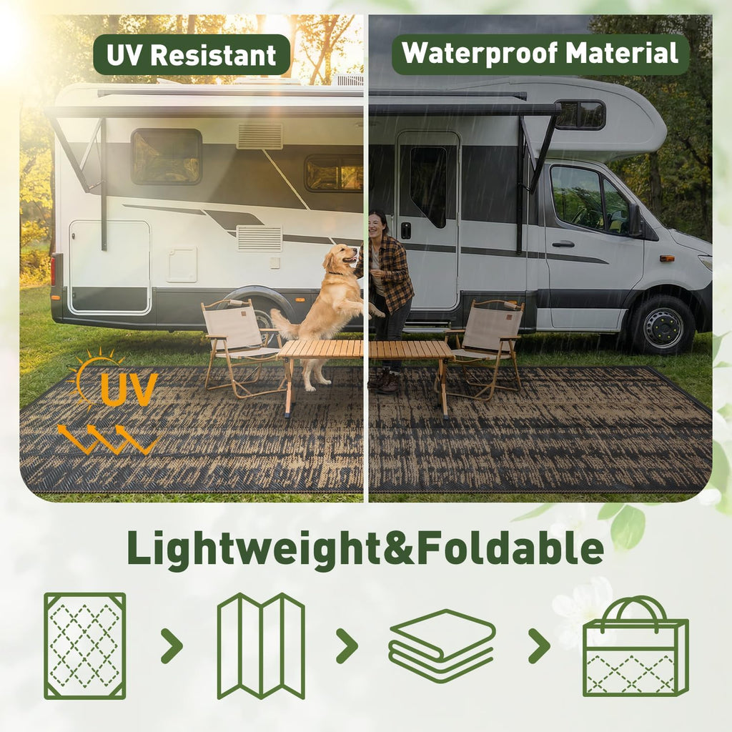 Outdoor Rug Waterproof Outdoor Carpet Patio Rug Mat Reversible RV Camping Rug Plastic Straw Outside Rug for