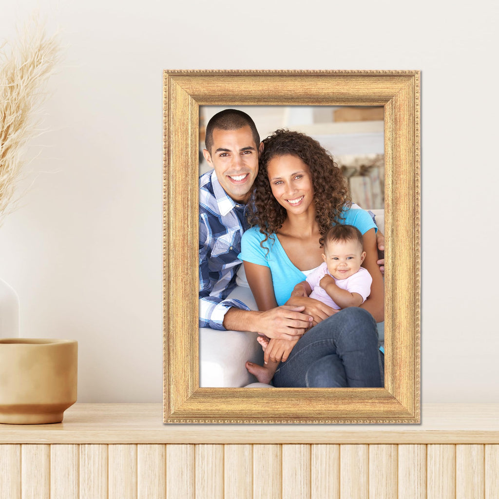 Classic Bead Picture Frame, 4x6, Gold