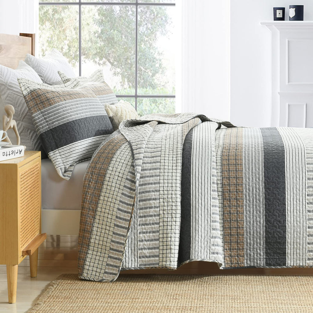 100% Cotton Quilt Set, Patchwork Quilt Bedding Set Bedspreads, Farmhouse Lightweight Comforter