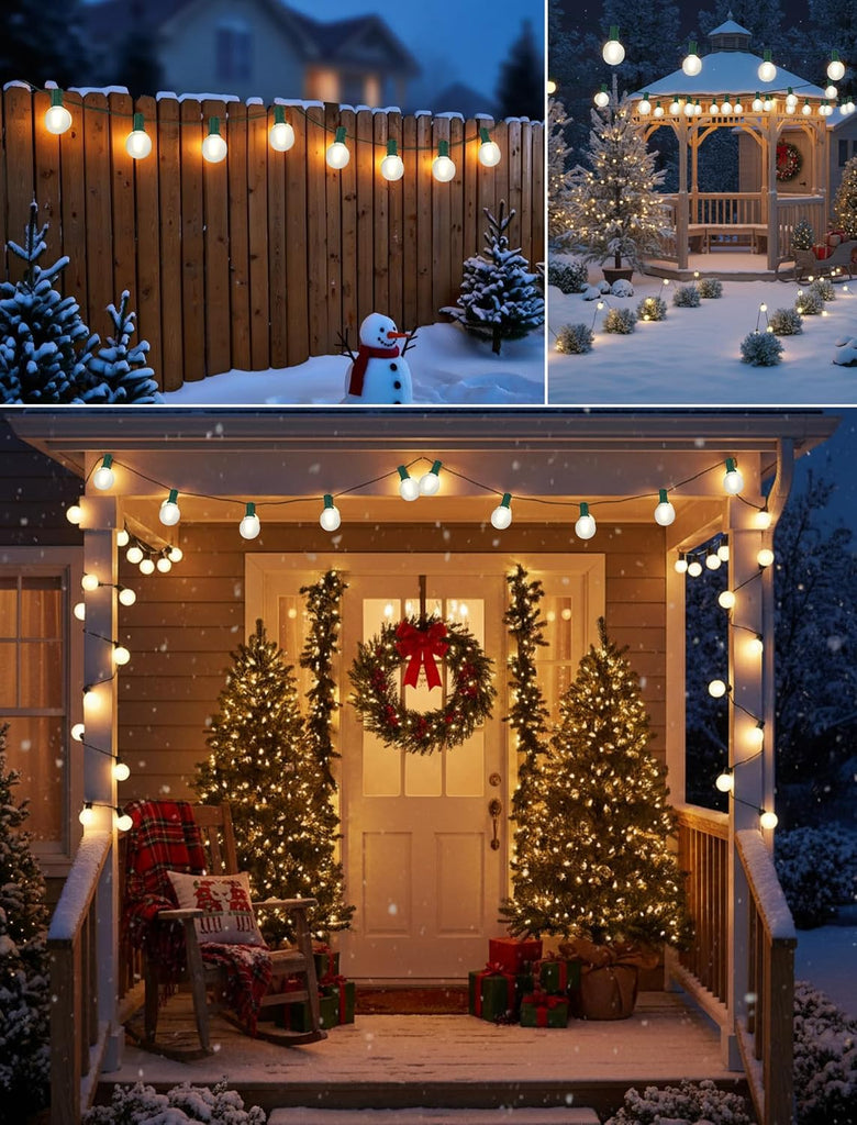 50FT LED Christmas Lights with 27 LED Globe Frosted White Bulbs