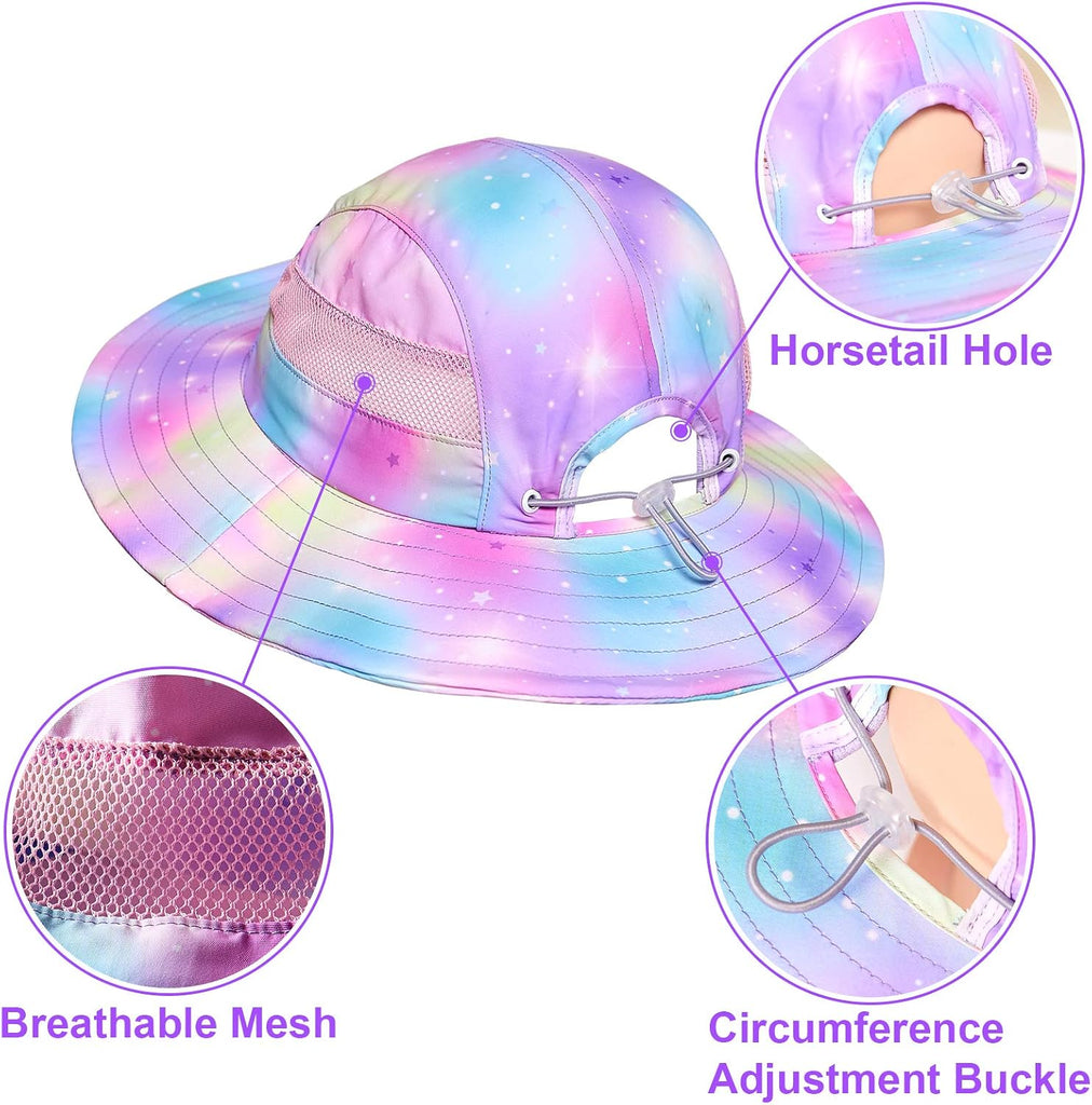 Sun Hat for Kids Girls, UPF 50+ Wide Brim Beach Hat for Toddler