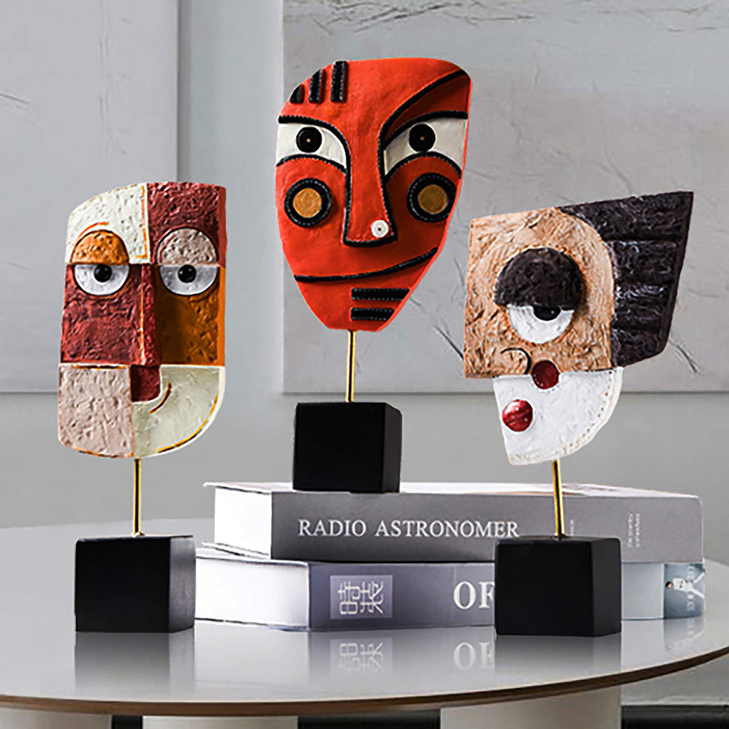 Wink - Handcrafted Statues Resin Abstract Sculpture Decor Modern, African Art Tribal Figurines Decorations Items