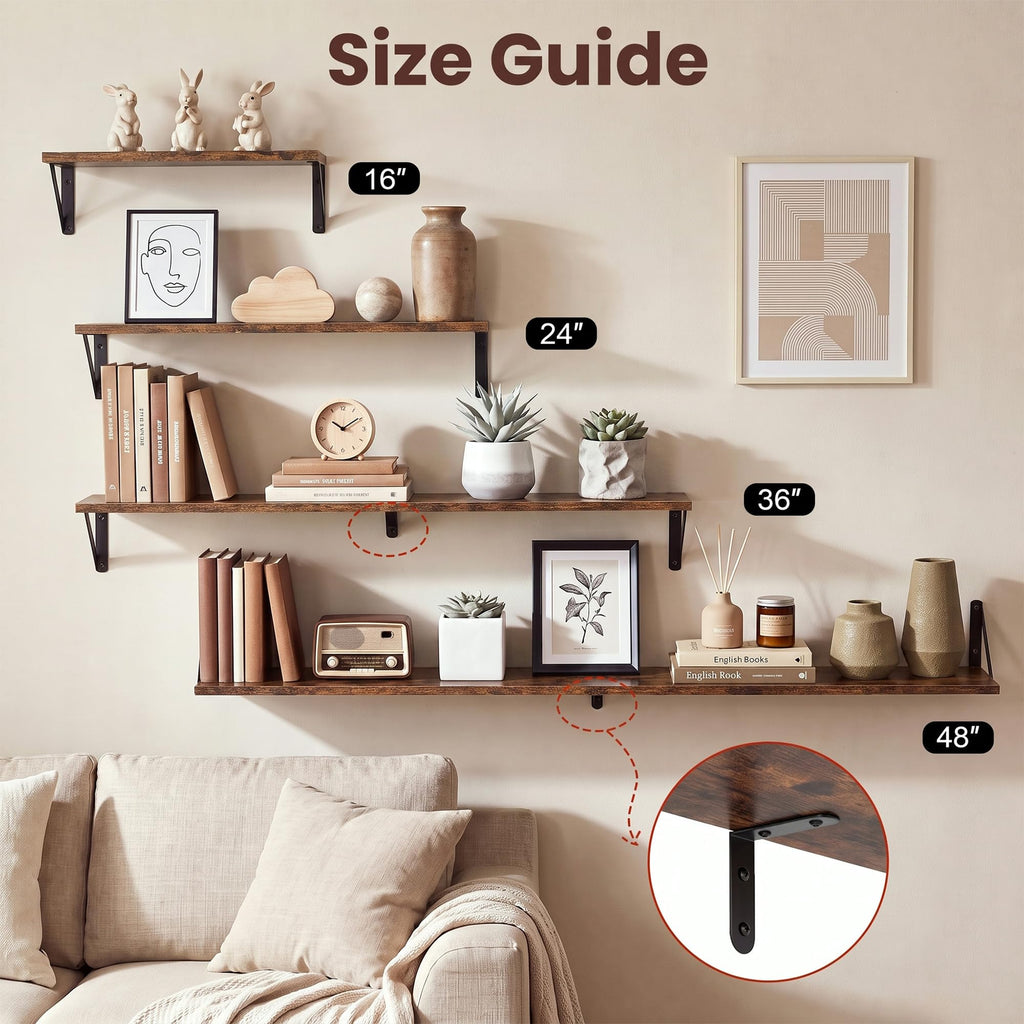 Wall Shelves 24x8 Inch, Set of 3