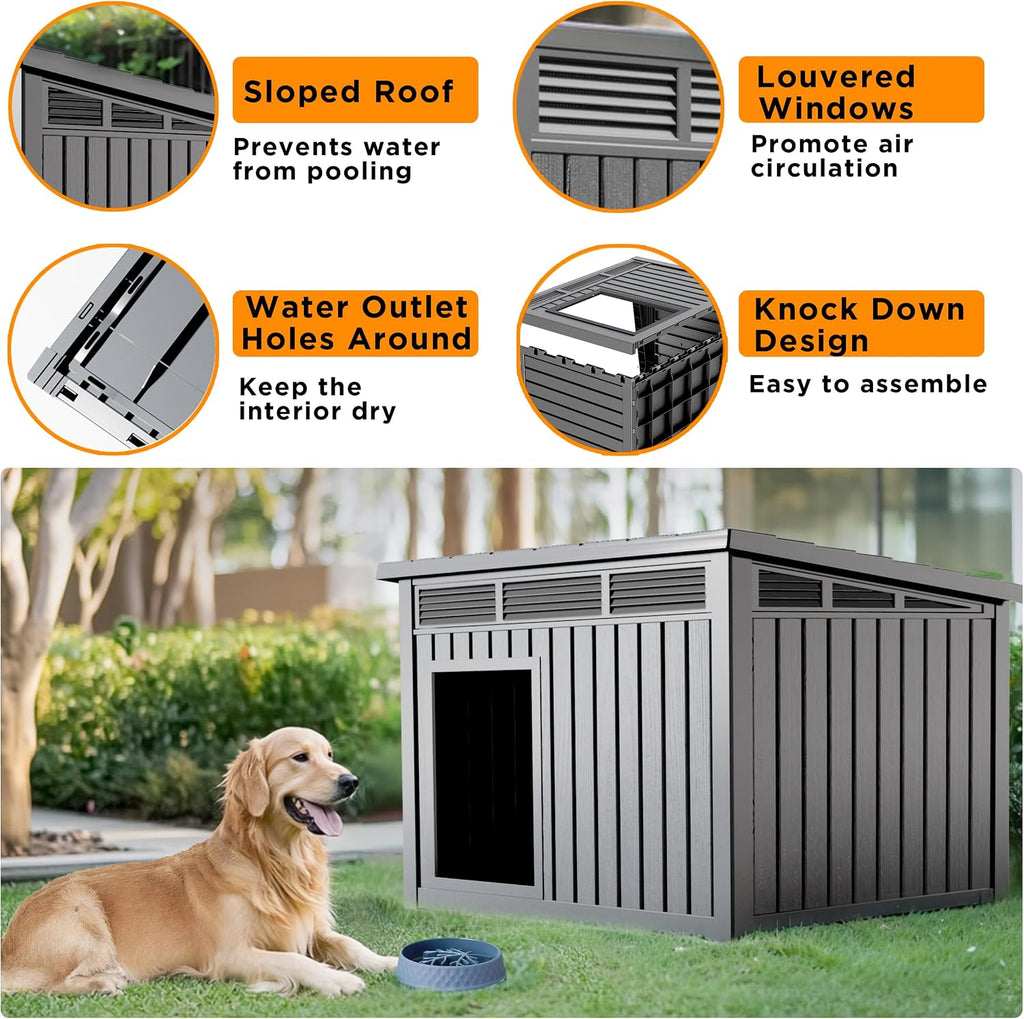 Large Dog House Outdoor for Indoor, Gray, 42.87 * 32.95 * 31.61