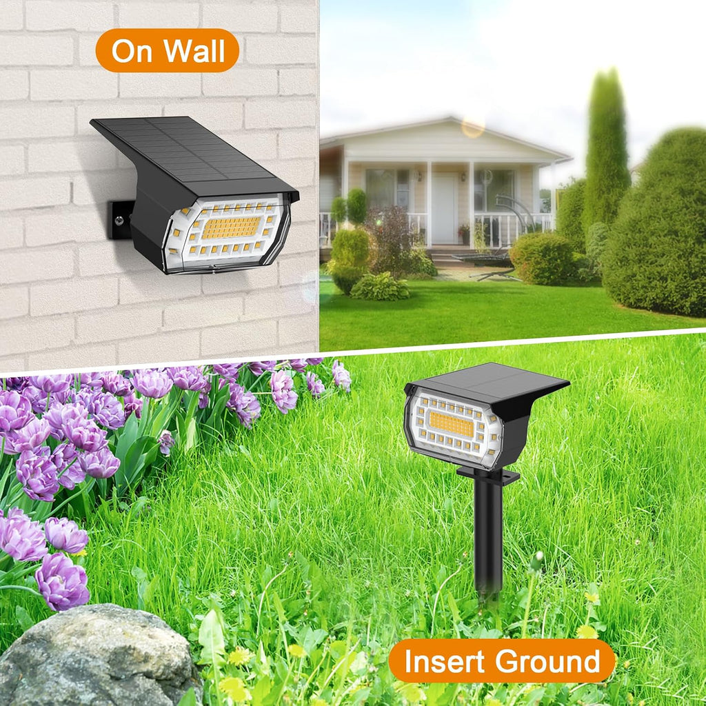 Solar Spot Lights Outdoor, [8 Pack/76 LED] 2-in-1 Solar Landscape Spotlights, 3 Modes IP65 Waterproof Dusk to Dawn