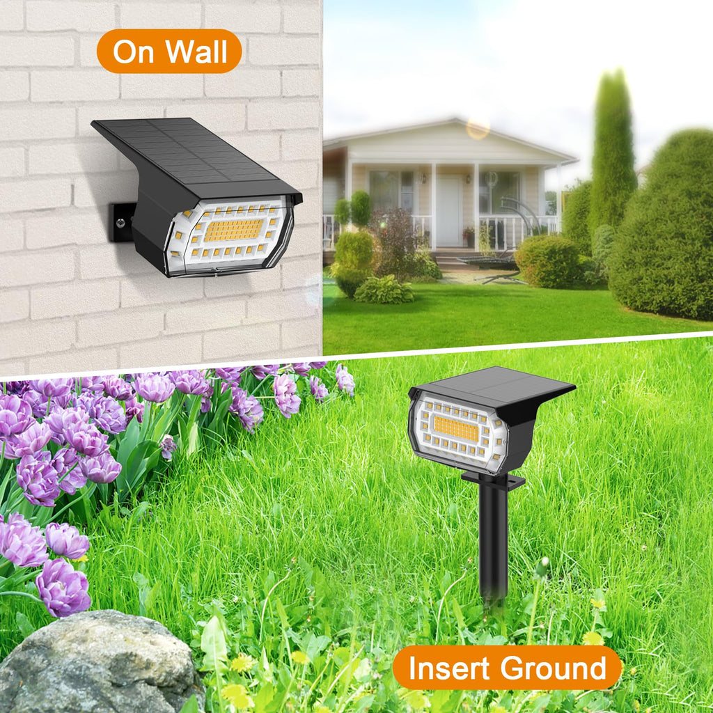 Solar Spot Lights Outdoor IP67 Waterproof, 4 Pack/76 LED, Warm White