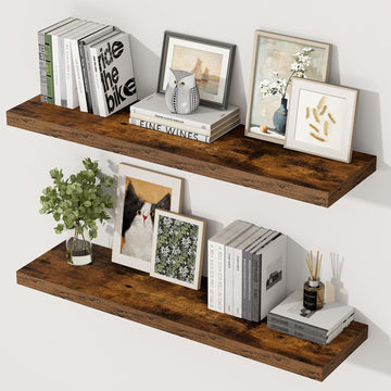 36 Inch Floating Shelves, 12 Inch Deep Floating Shelves for Wall, Extra Deeper & Thicker Wooden Wall Shelf with