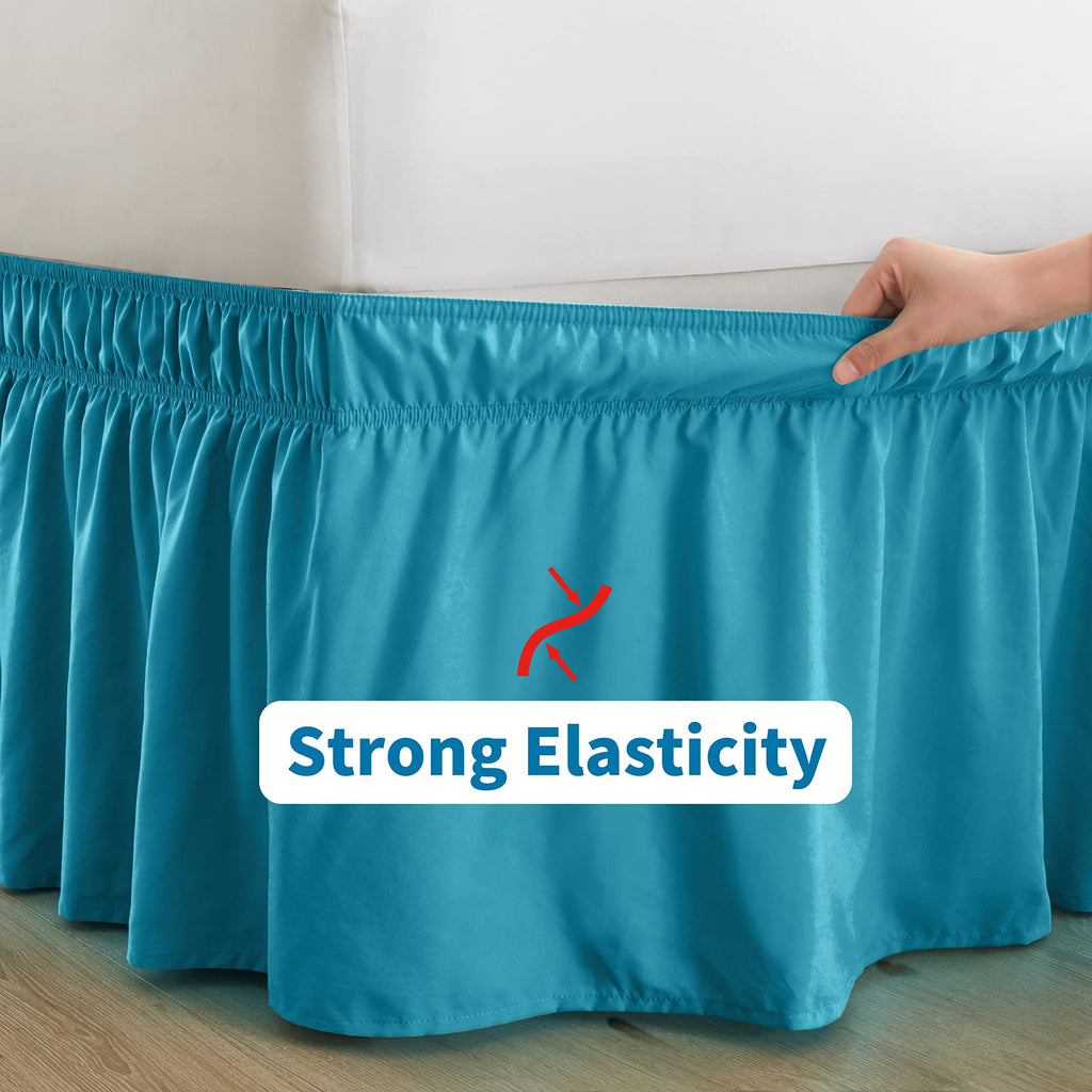 Teal Wrap Around Bed Skirt, Full Queen 18-Inch Brushed Drop