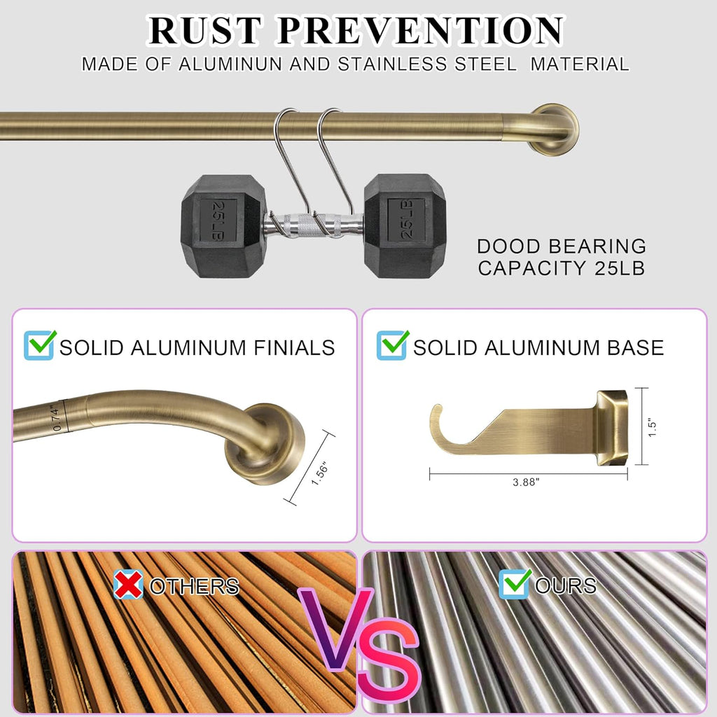 Antique Bronze Disc Curtain Rods, Window Curtain Rod,Adjustable Room Darkening Drapery Rod