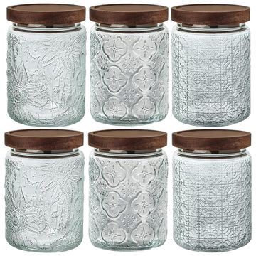 Vintage Glass Jar with Lid Airtight Candy Coffee Canister Food Storage Set