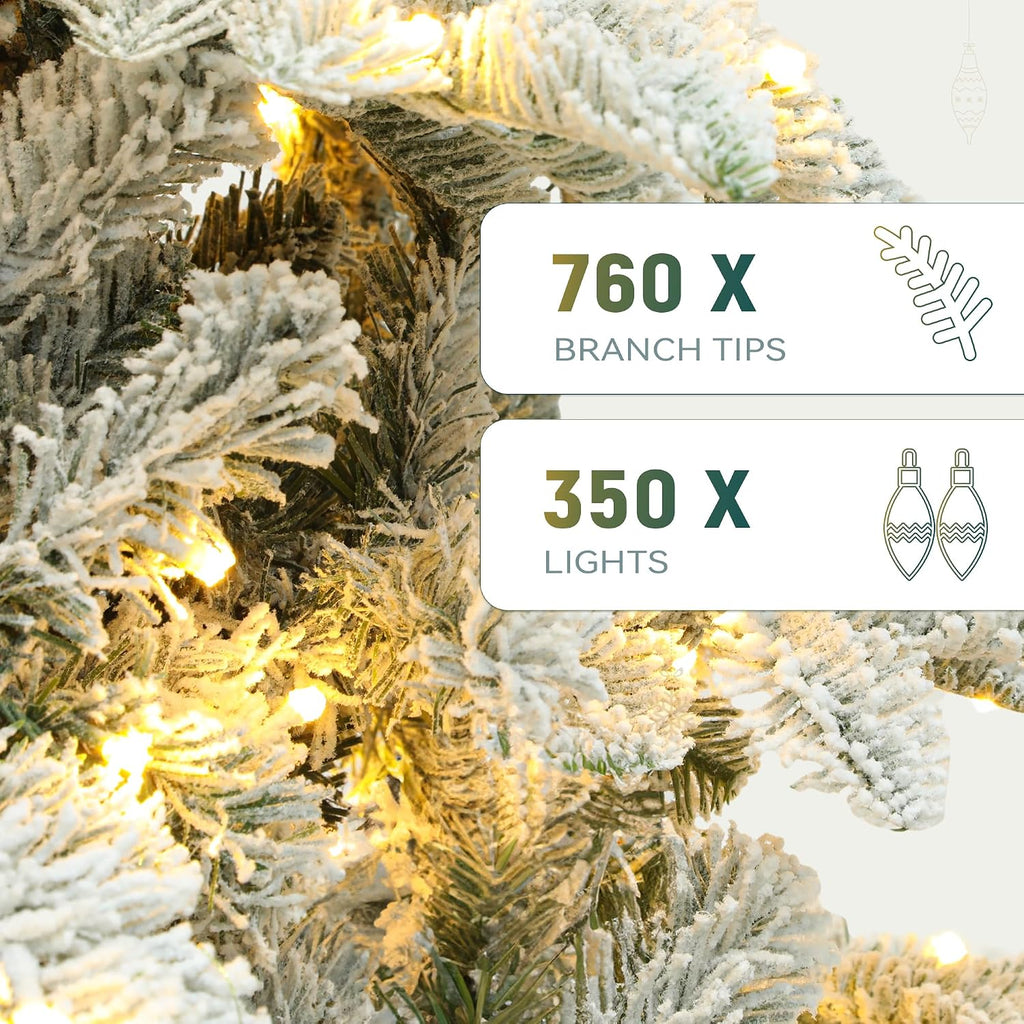 Prelit Natural Layered Flocked Christmas Tree with Remote