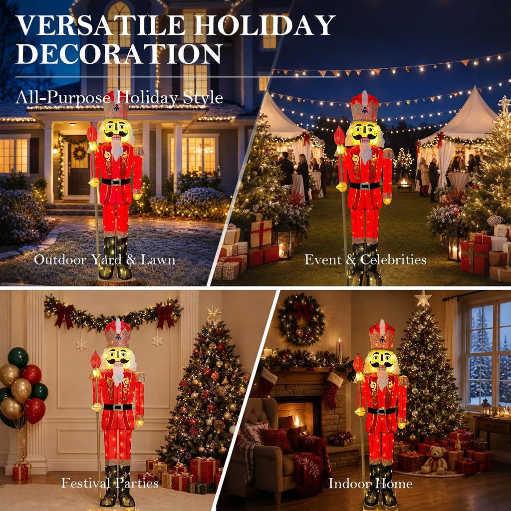 5FT Large Lighted Nutcracker Christmas Decoration Outdoor Burgundy