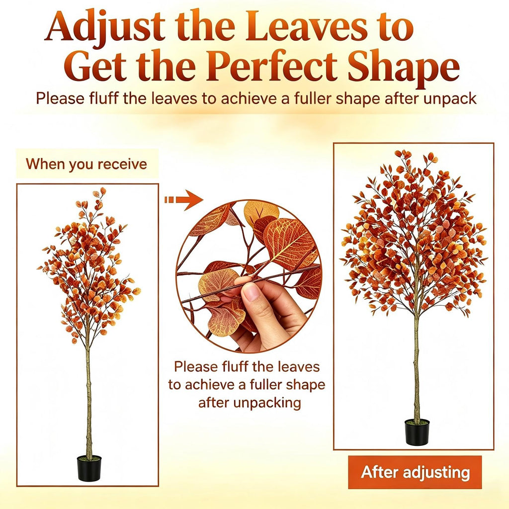 6ft Fall Tree Artificial Eucalyptus Tree, Indoor Outdoor Fall Decor