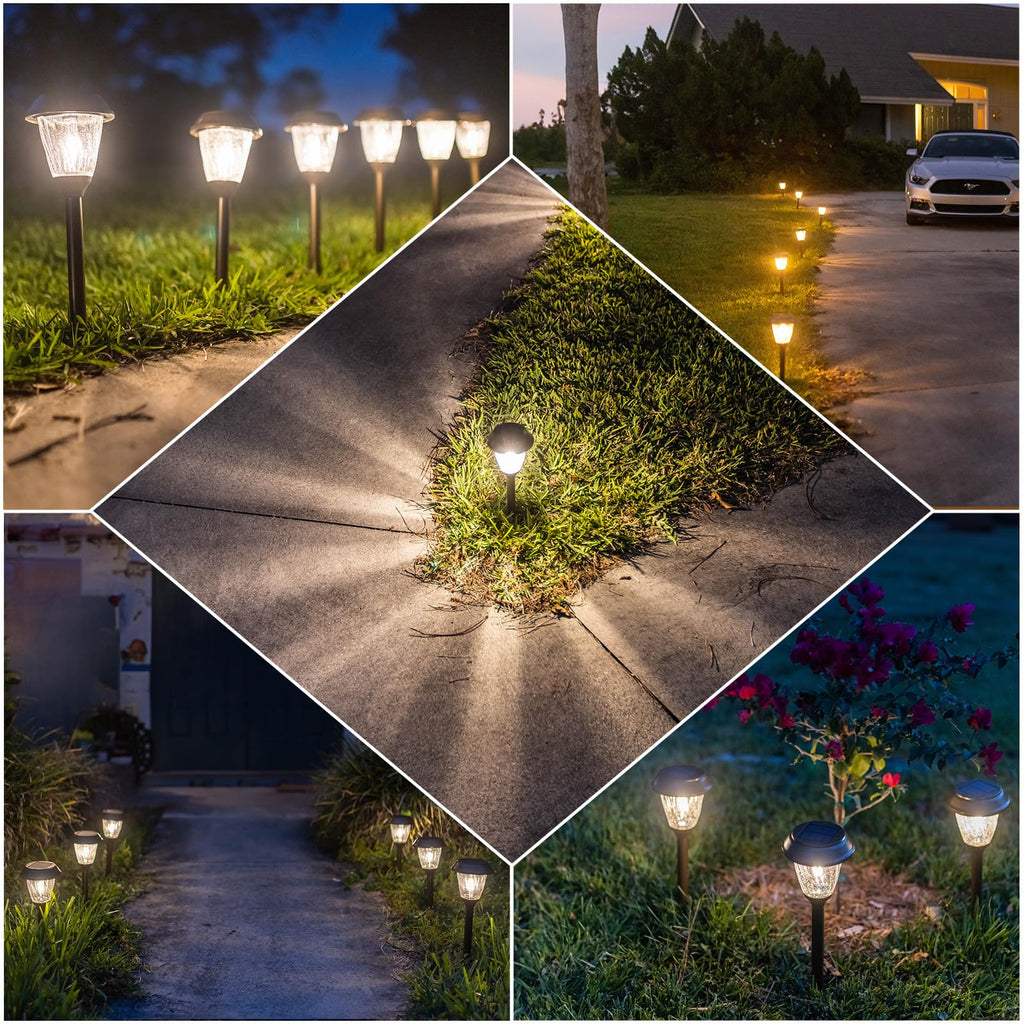 Solar Pathway Lights Outdoor 6 Pack, 2 Lighting Modes Garden Lights