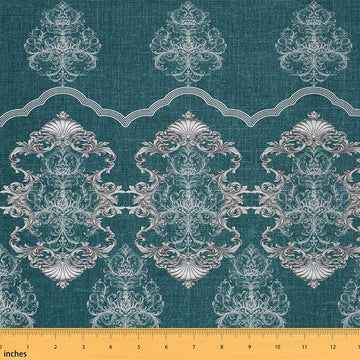 Damask Fabric by The Yard Turquoise Upholstery Fabric for Chairs 10 Yard Luxury Royal Turquoise DIY Projects, Indoor