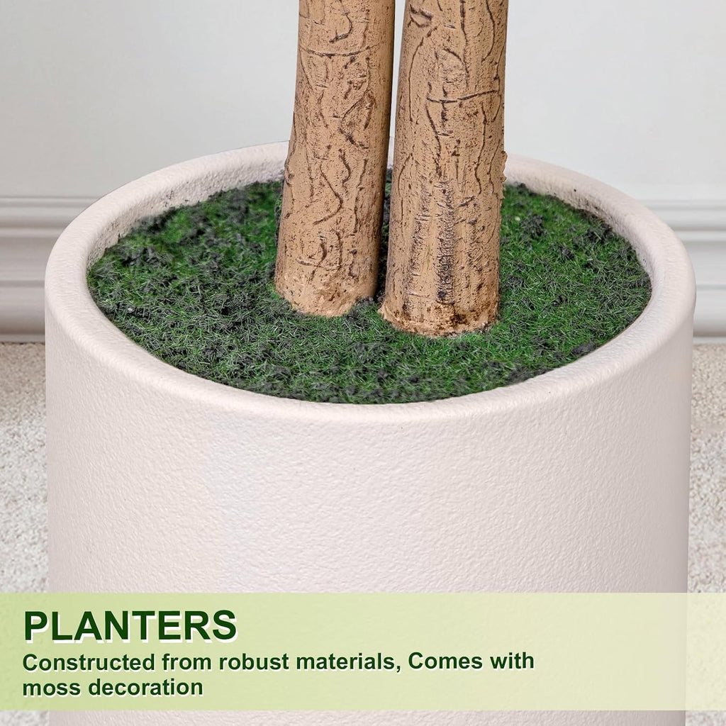 Artificial Ficus Tree 5FT Tall, Faux Ficus Tree Indoor Outdoor, Fake Silk Ficus Plant with Planter, Lifelike Leaves