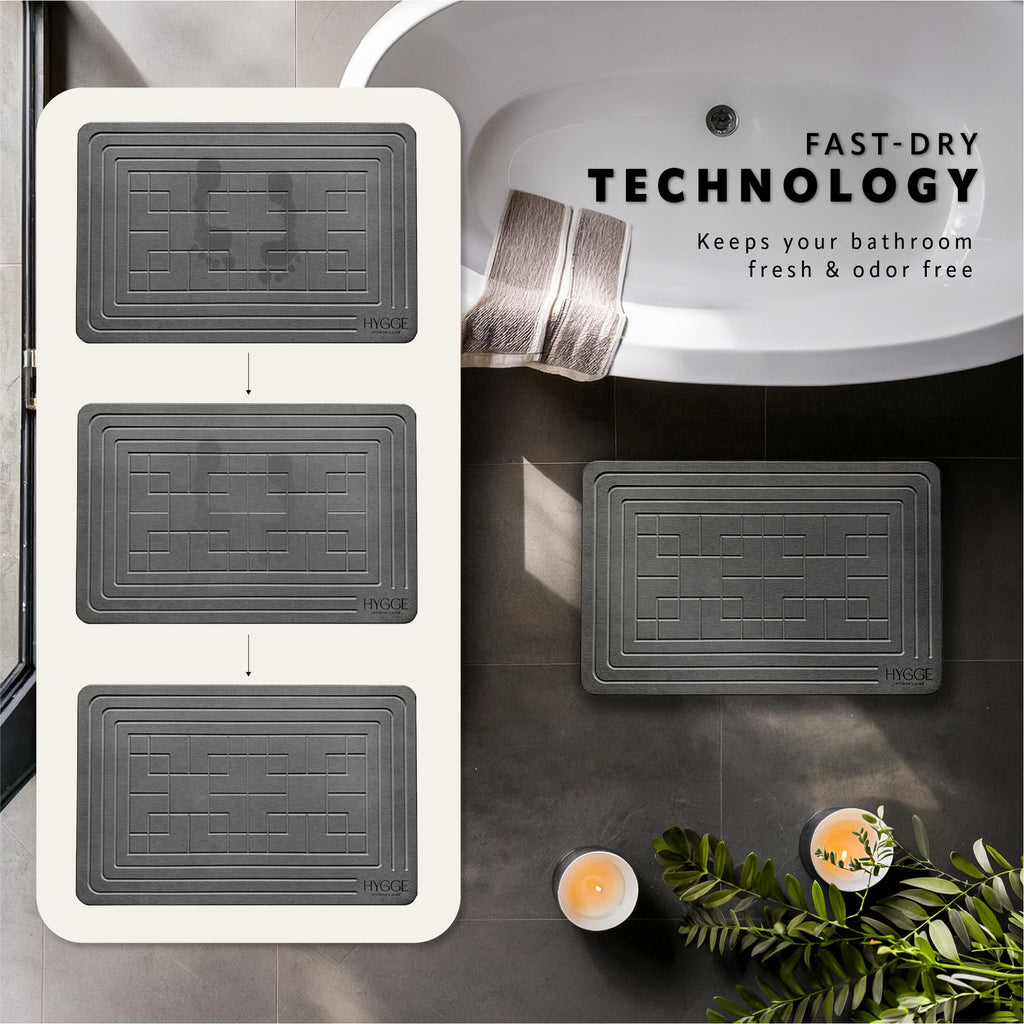 Diatomaceous Earth Stone Bath Mat - Ash Tile