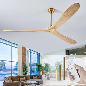 Inspired Maverick Style 84" wood ceiling fan, Brass Gold
