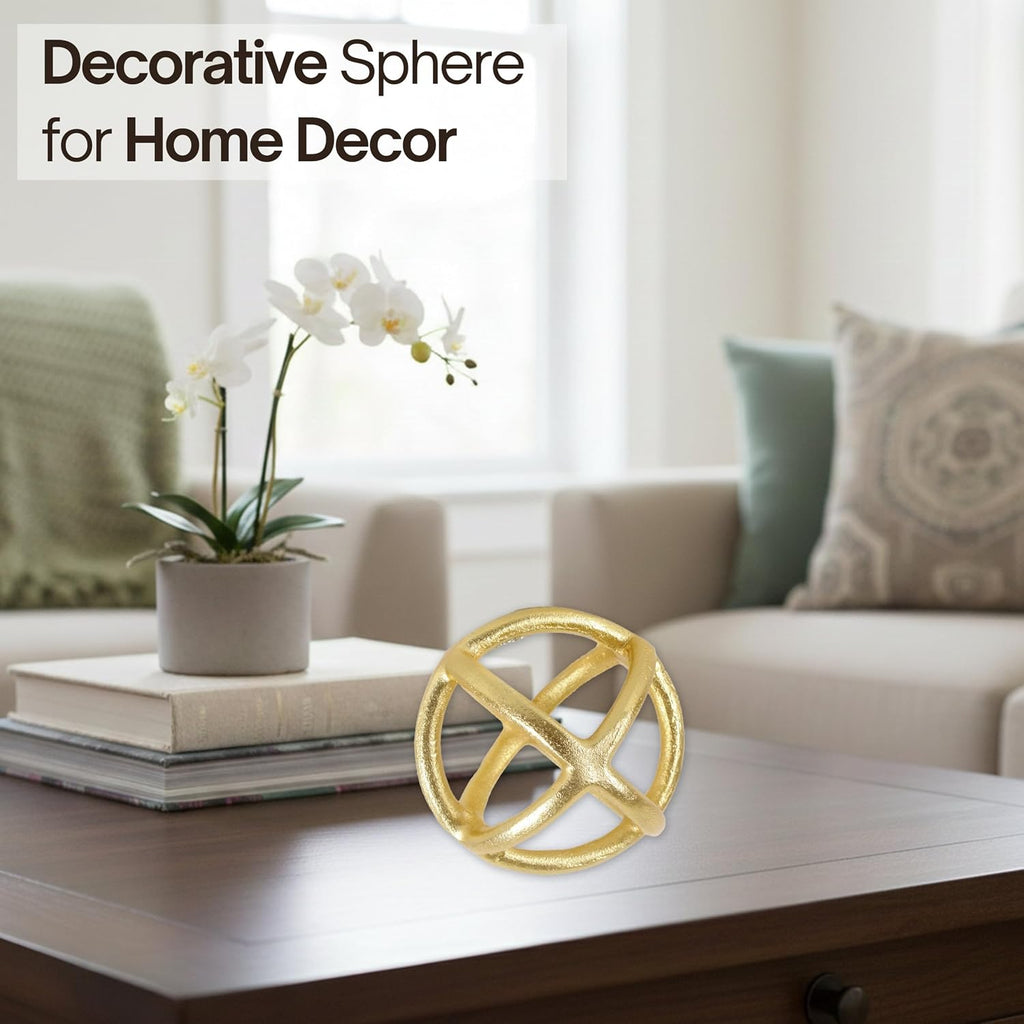 Decorative Sphere Decor - Modern Decorative Balls - Table Decorative Orbs for Centerpiece (Gold)