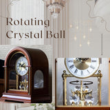 Wooden Mantel Clock TCW001DB Rotating Pendulum and Crystals Desktop Musical Hourly Chime Luxury Style for Bedroom, Home, Kitchen