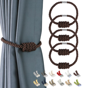 Magnetic Curtain Tiebacks 4 Pack Hand-Woven Curtain Ties